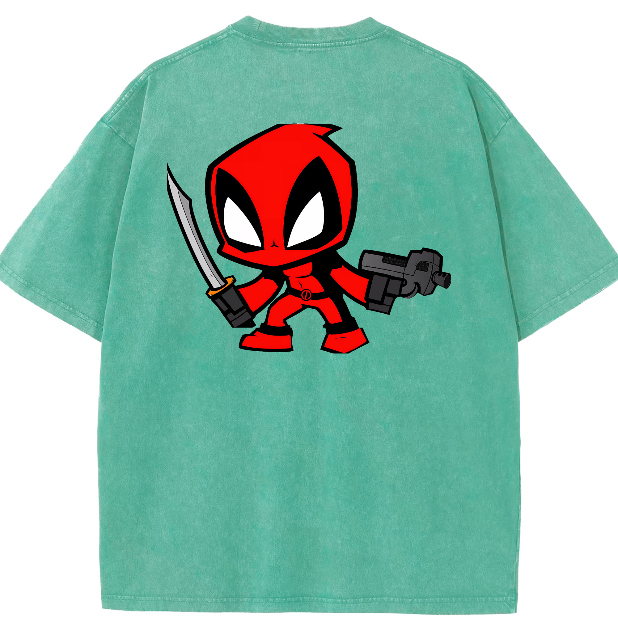 （画像用） Deadpool デッドプール 綿100% ヴィンテージ風 半袖Tシャツ（背面プリント）